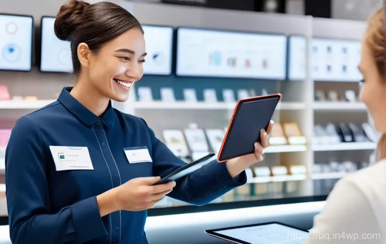고객 피드백의 실시간 수집 방안 - **Prompt**: A modern, sleek retail environment where a diverse female store employee, wearing a neat...