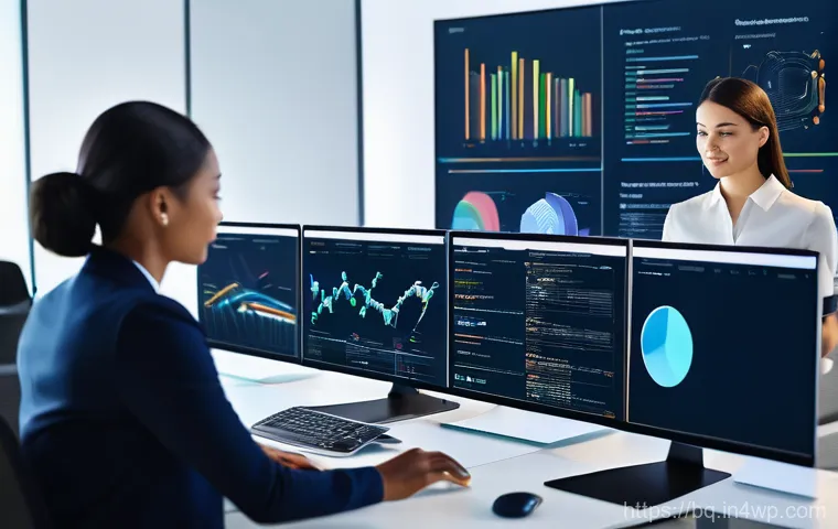 고객 피드백 자동화 도구 추천 - **AI Workflow Automation in a Modern Office:** A vibrant, futuristic office environment where divers...