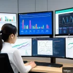 Home 20 고객 피드백 데이터 분석 기법 - An advanced data analyst sitting at a modern workstation filled with multiple high-resolution monito...