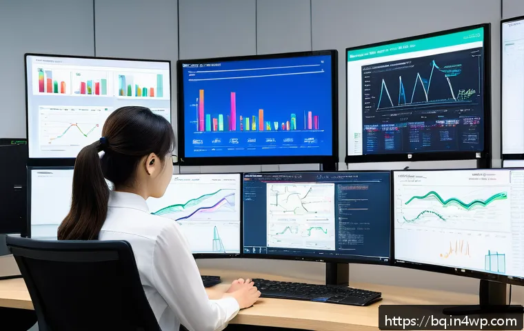 고객 피드백 데이터 분석 기법 - An advanced data analyst sitting at a modern workstation filled with multiple high-resolution monito...