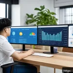 Home 18 고객 피드백을 통한 제품 개선 사례 - A modern tech workspace showing a diverse team of software developers and designers analyzing detail...