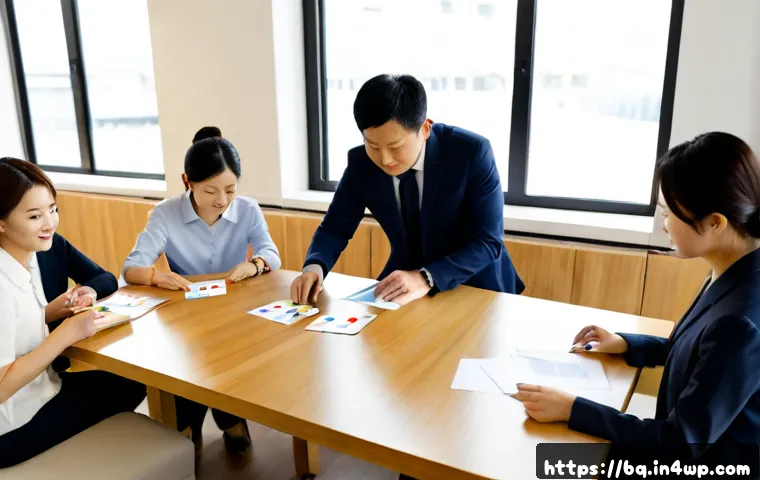 고객 피드백을 활용한 가치 제안 개선 - Photorealistic modern business workshop, a diverse small team gathered around a clean wooden table r...